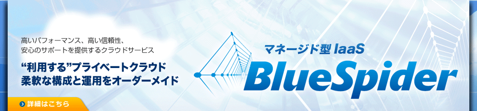 "利用する"プライベートクラウド 柔軟な構成と運用をオーダーメイド 高いパフォーマンス、高い信頼性、安心のサポートを提供するクラウドサービス「マネージド型IaaS BlueSpider」